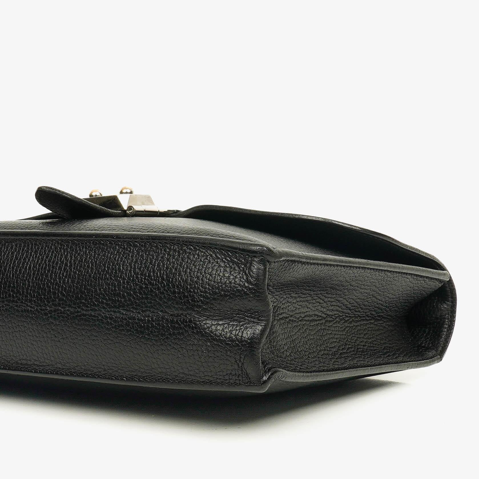 Hermès Sac à Dépêches 27 Tasche aus schwarzem Nero Clemence Leder