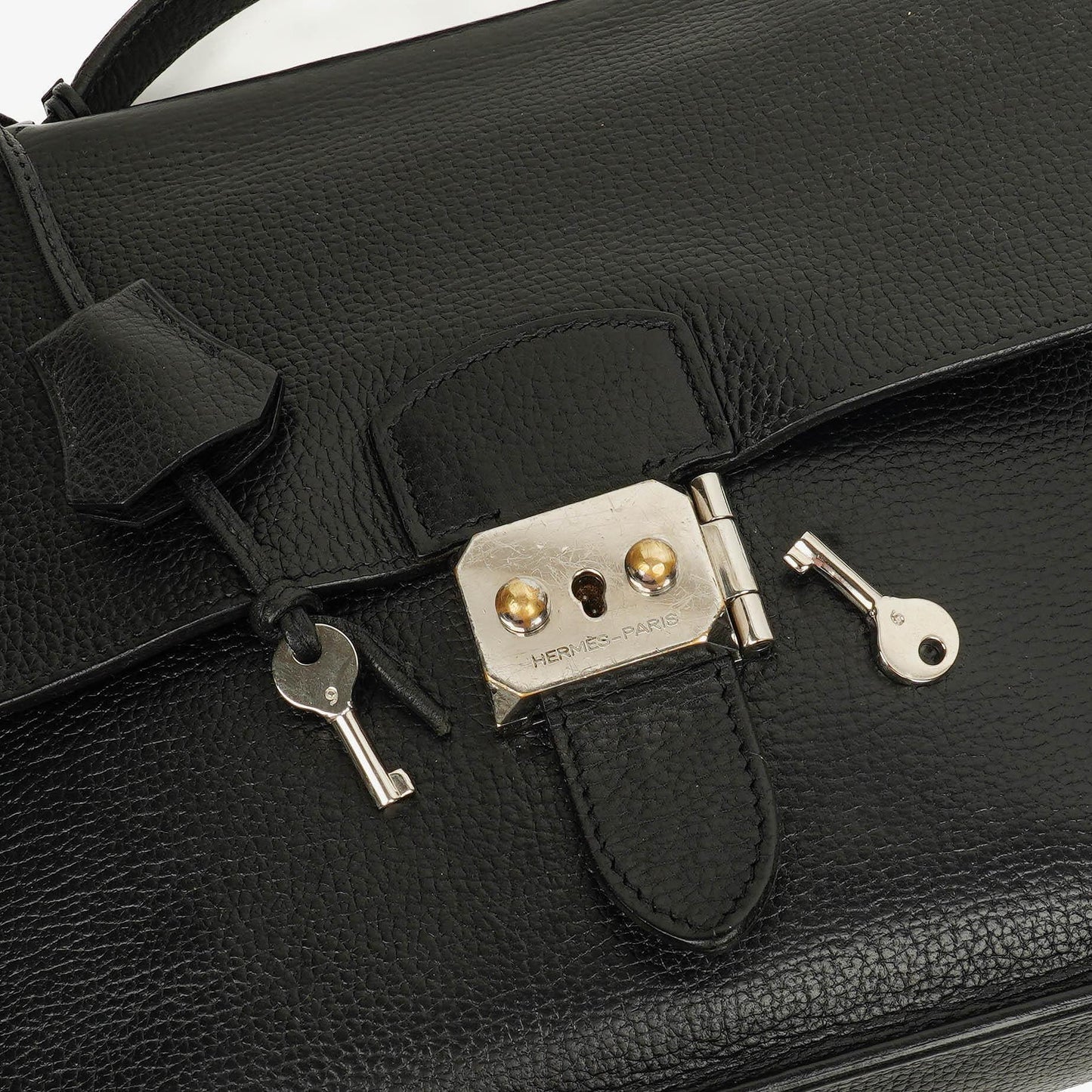Hermès Sac à Dépêches 27 Tasche aus schwarzem Nero Clemence Leder