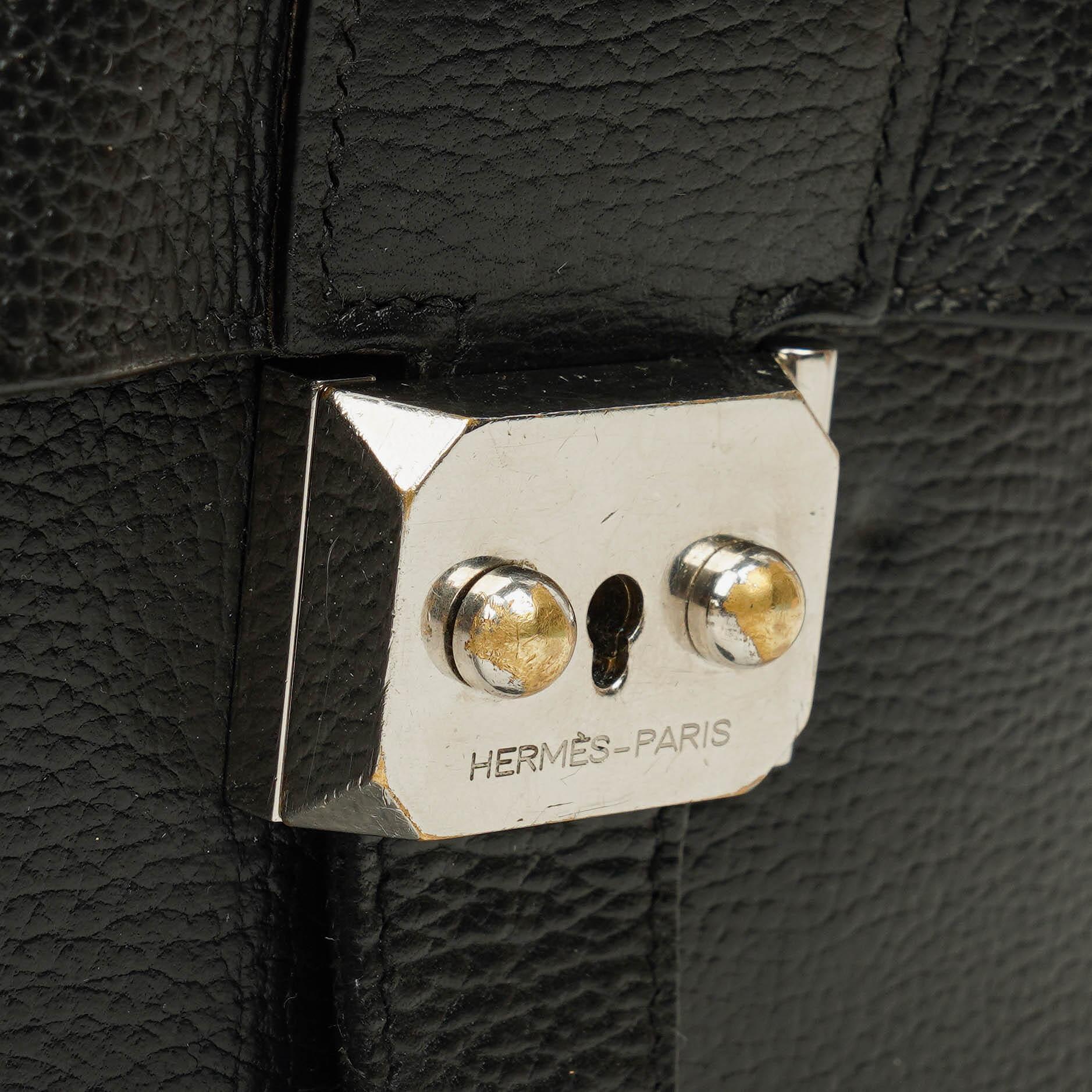 Hermès Sac à Dépêches 27 Tasche aus schwarzem Nero Clemence Leder