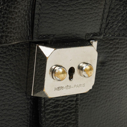 Hermès Sac à Dépêches 27 Tasche aus schwarzem Nero Clemence Leder