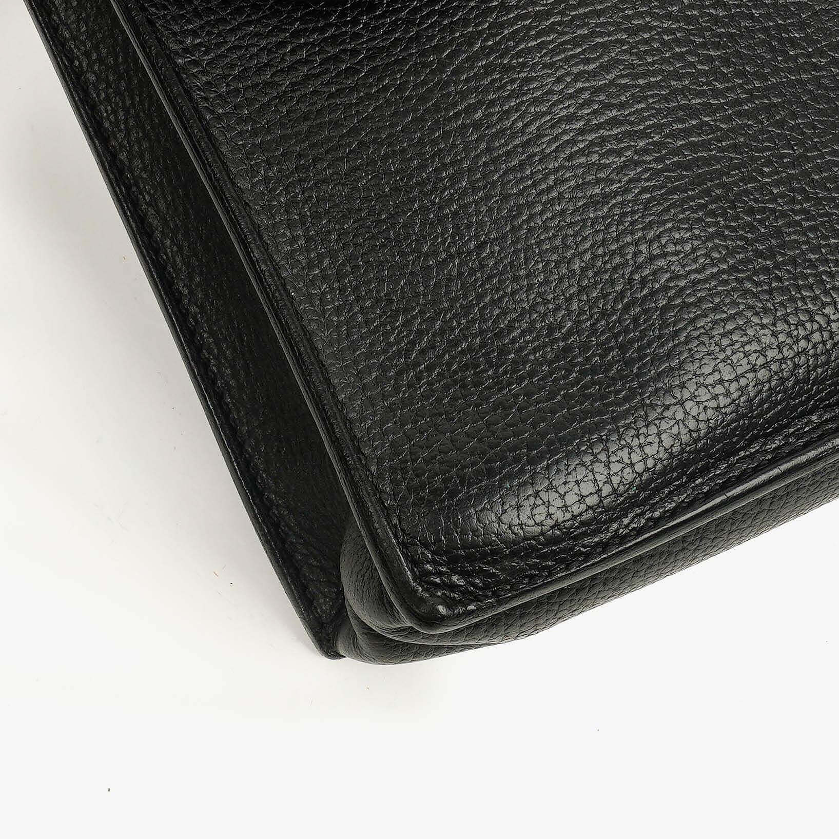 Hermès Sac à Dépêches 27 Tasche aus schwarzem Nero Clemence Leder