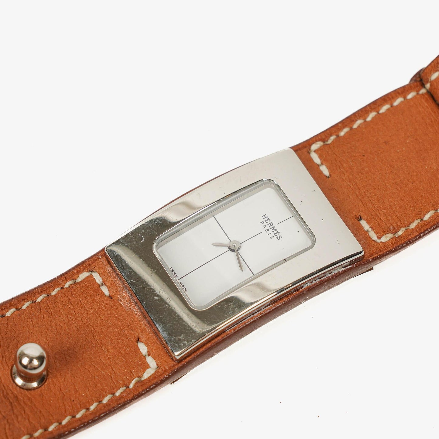 Hermès Cherche Midi CM1.210 Uhr aus Stahl und Leder