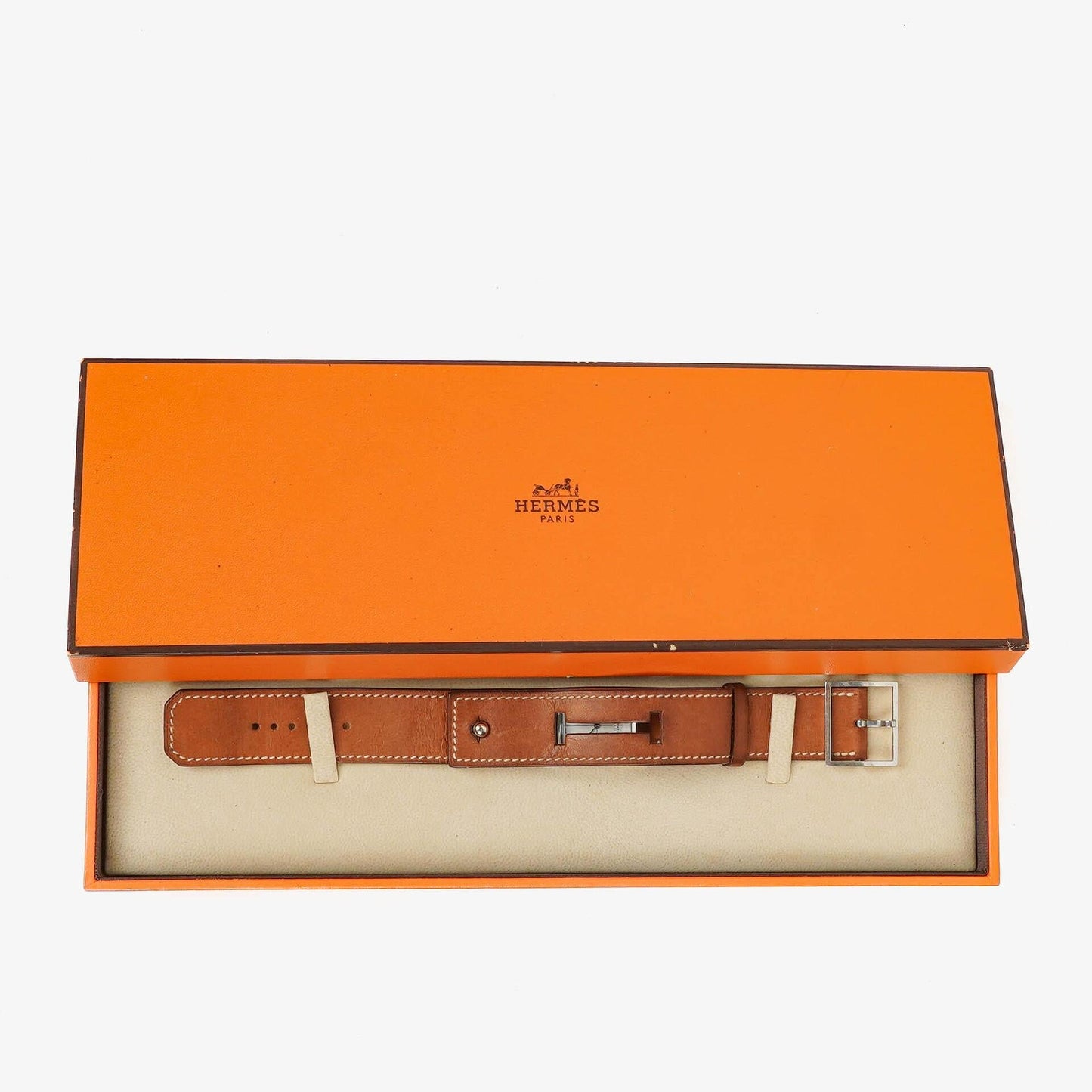 Hermès Cherche Midi CM1.210 Uhr aus Stahl und Leder