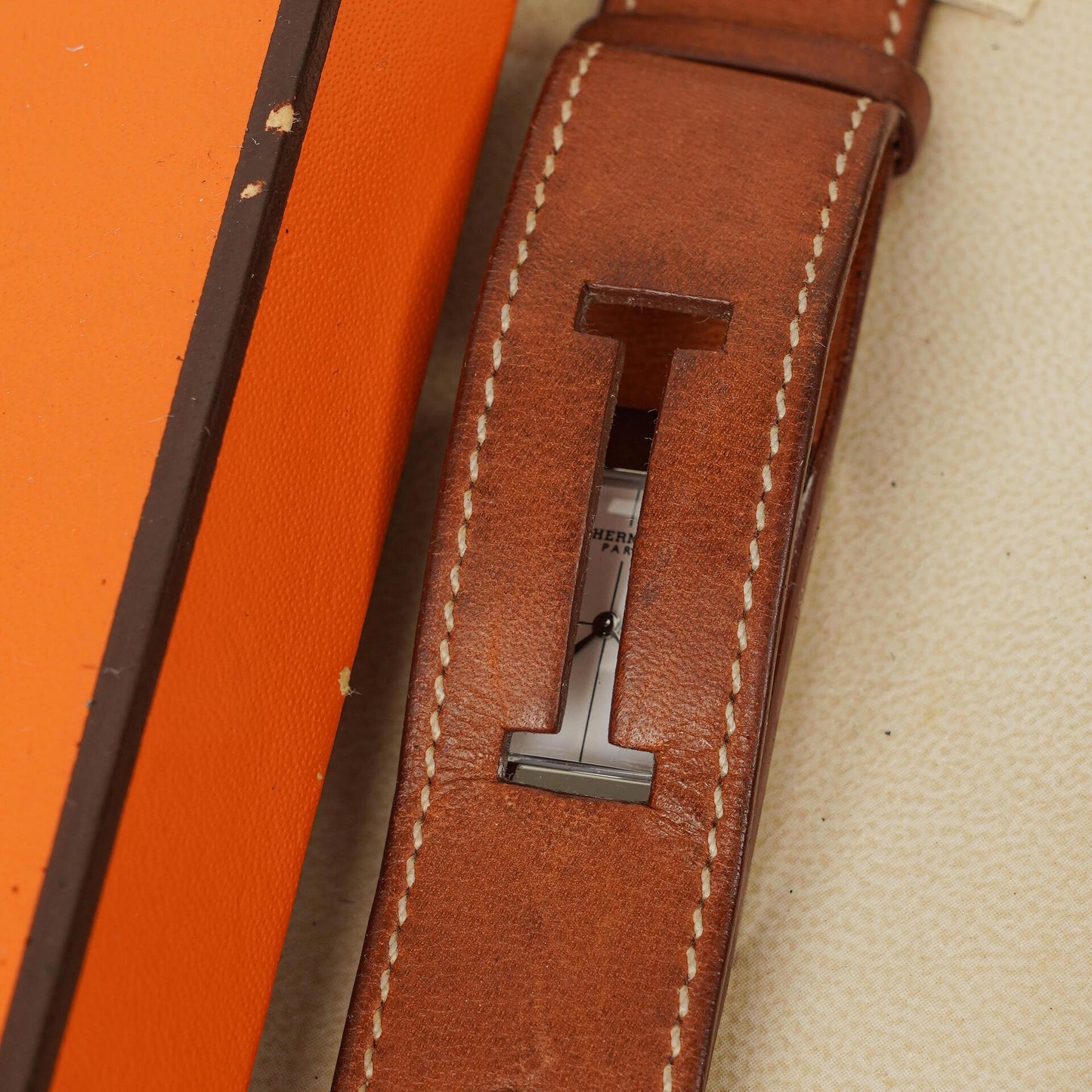Hermès Cherche Midi CM1.210 Uhr aus Stahl und Leder