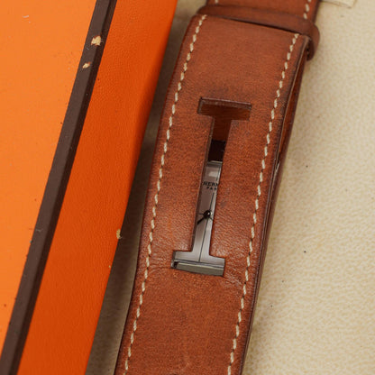 Hermès Cherche Midi CM1.210 Uhr aus Stahl und Leder