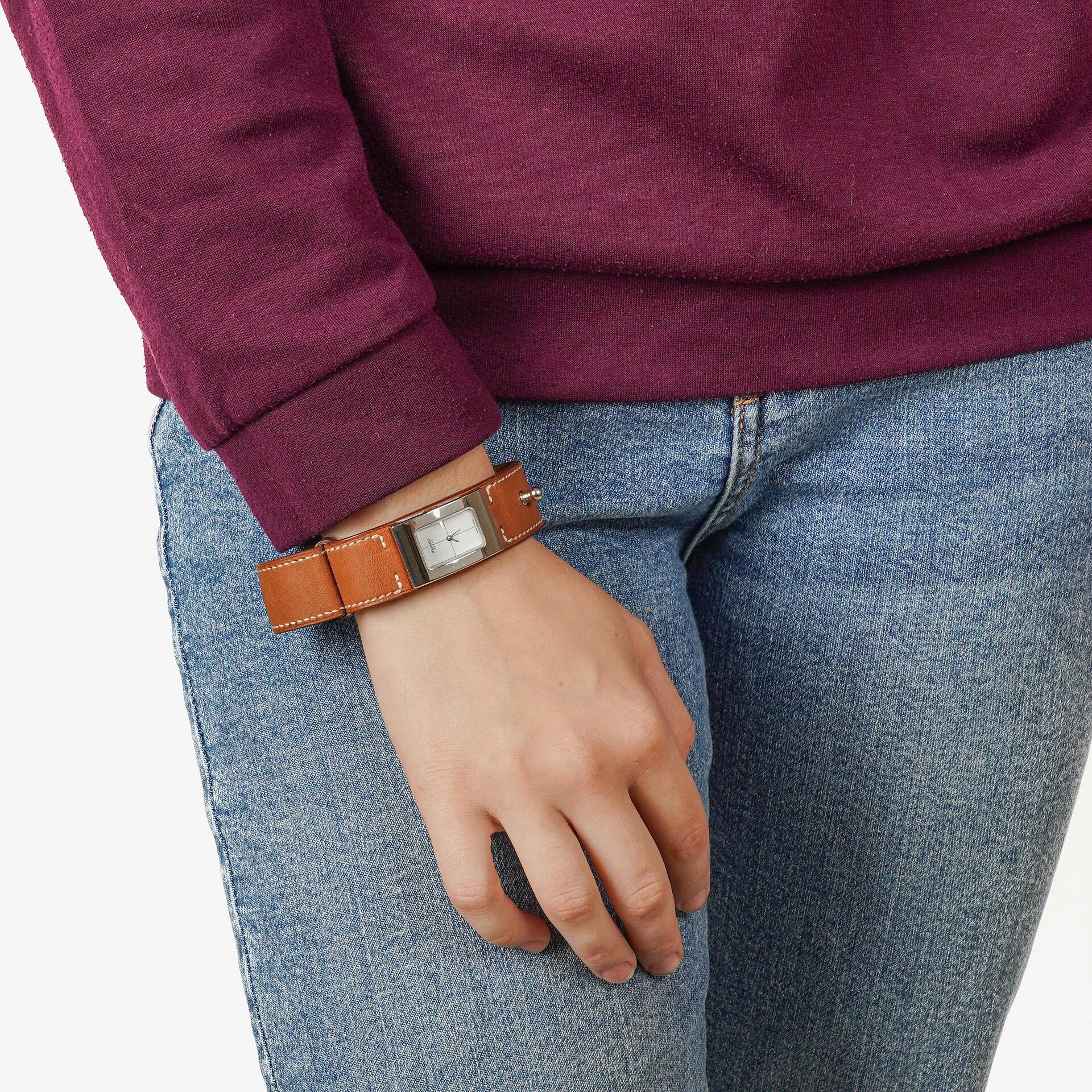 Hermès Cherche Midi CM1.210 Uhr aus Stahl und Leder
