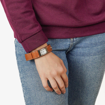 Hermès Cherche Midi CM1.210 Uhr aus Stahl und Leder