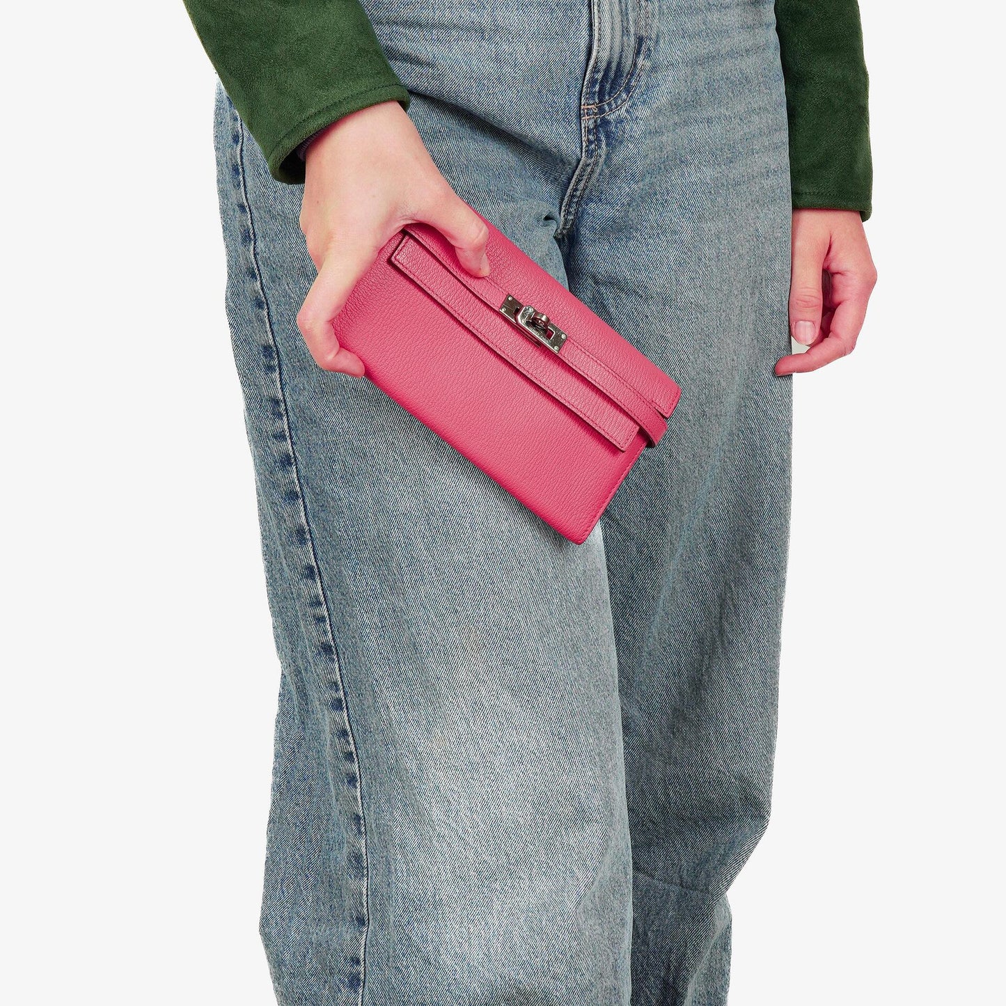 Hermès Kelly Longue Geldbörse aus Chevre Mysore in Rose Shocking
