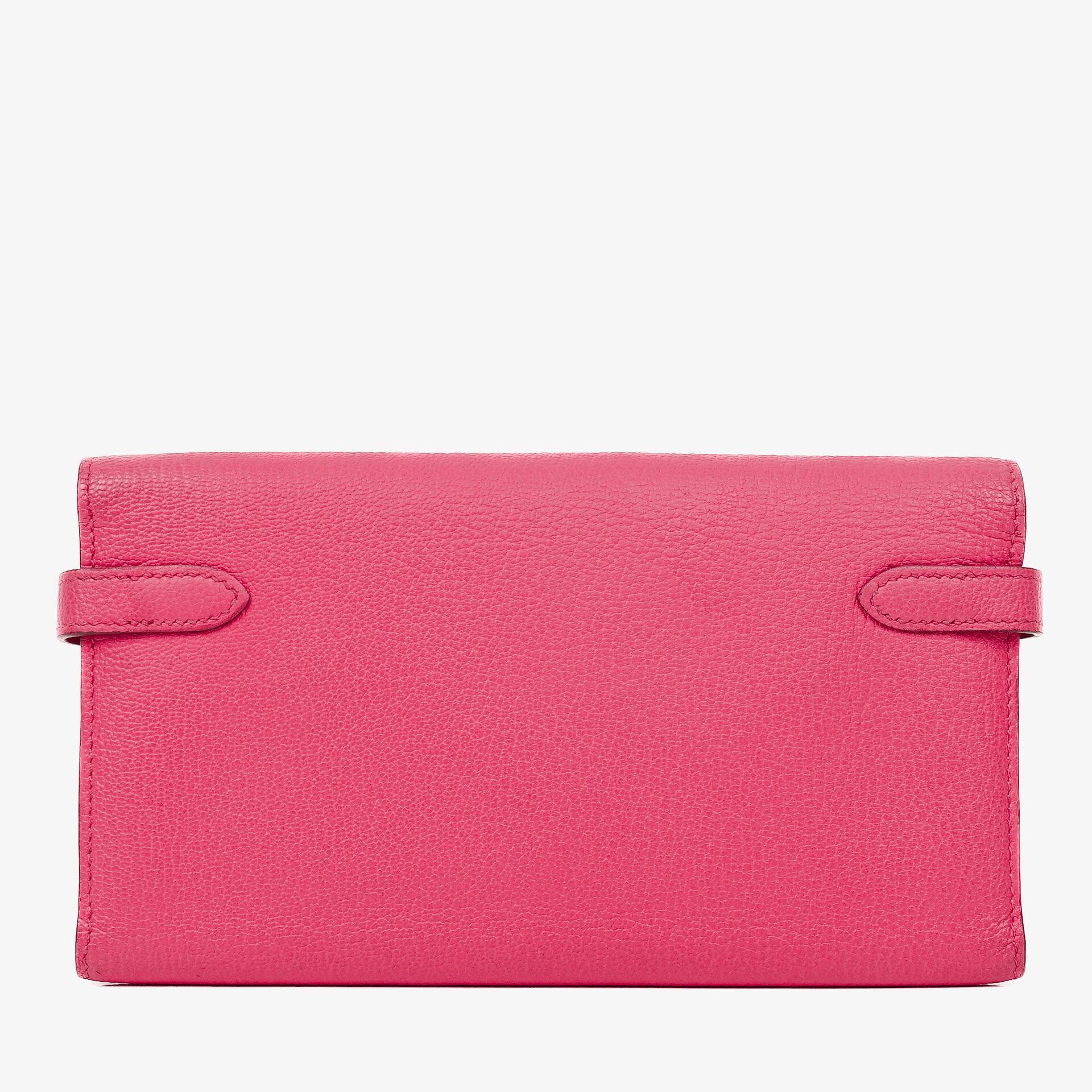 Hermès Kelly Longue Geldbörse aus Chevre Mysore in Rose Shocking