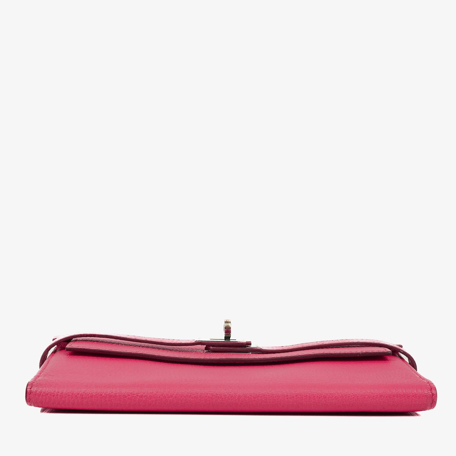 Hermès Kelly Longue Geldbörse aus Chevre Mysore in Rose Shocking
