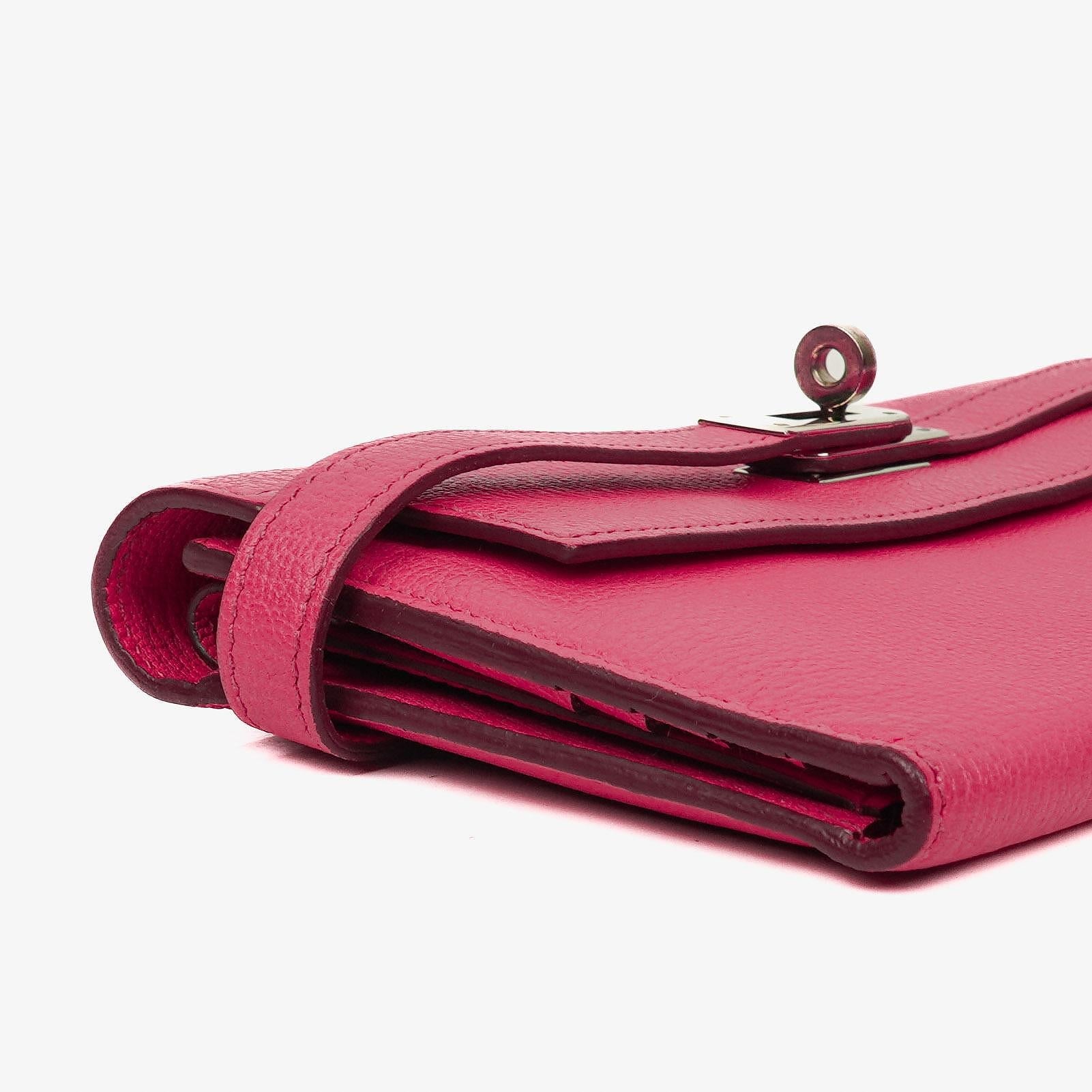 Hermès Kelly Longue Geldbörse aus Chevre Mysore in Rose Shocking