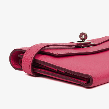 Hermès Kelly Longue Geldbörse aus Chevre Mysore in Rose Shocking
