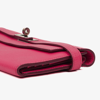 Hermès Kelly Longue Geldbörse aus Chevre Mysore in Rose Shocking