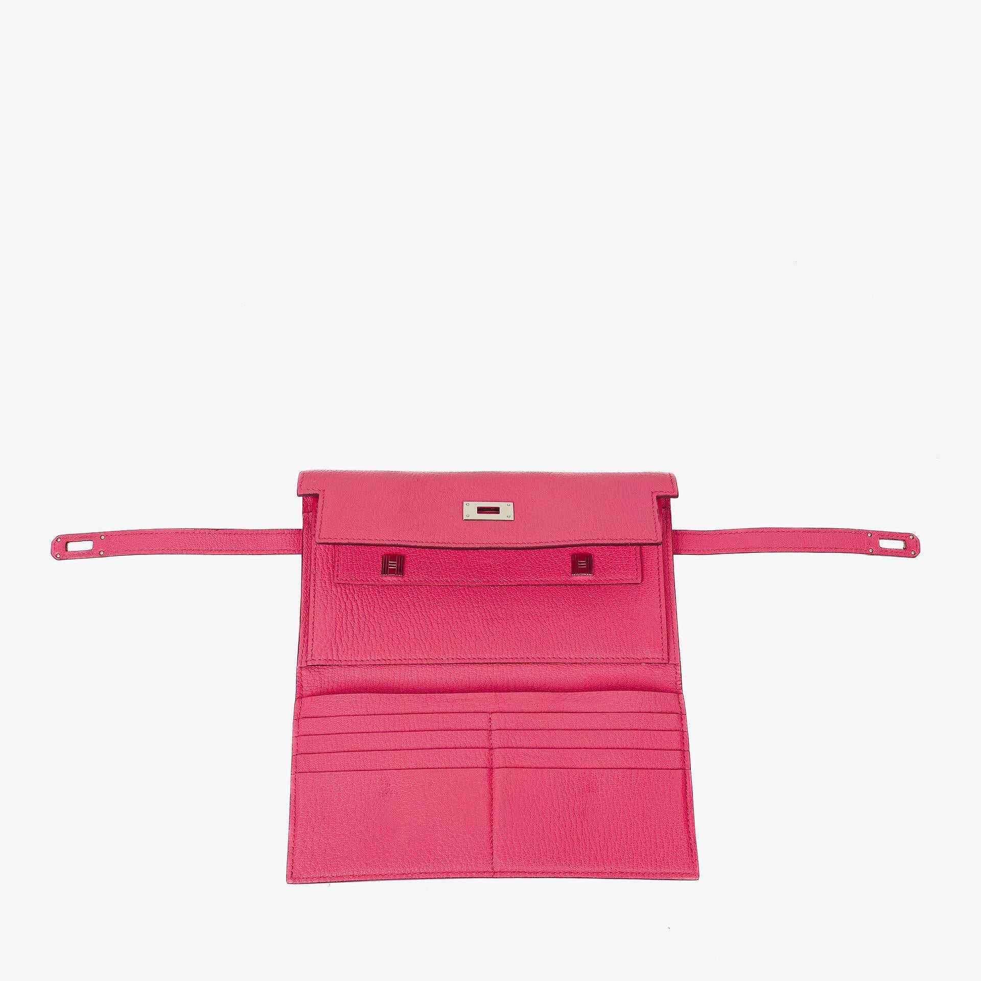 Hermès Kelly Longue Geldbörse aus Chevre Mysore in Rose Shocking