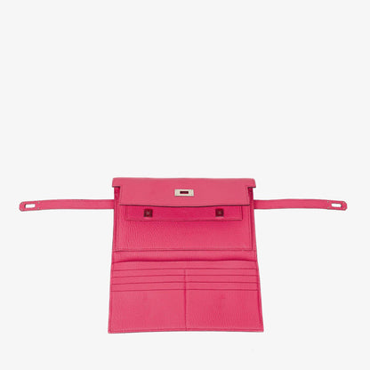 Hermès Kelly Longue Geldbörse aus Chevre Mysore in Rose Shocking