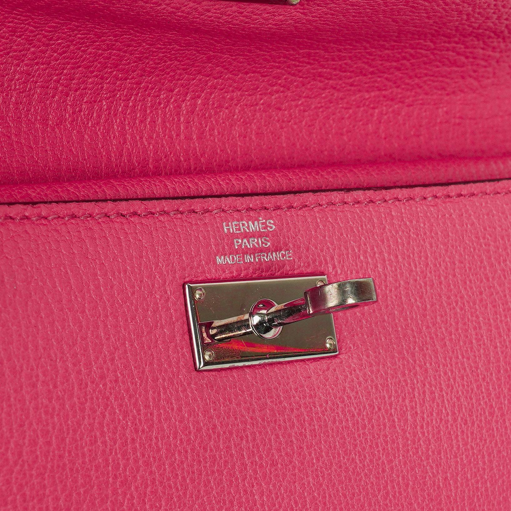 Hermès Kelly Longue Geldbörse aus Chevre Mysore in Rose Shocking