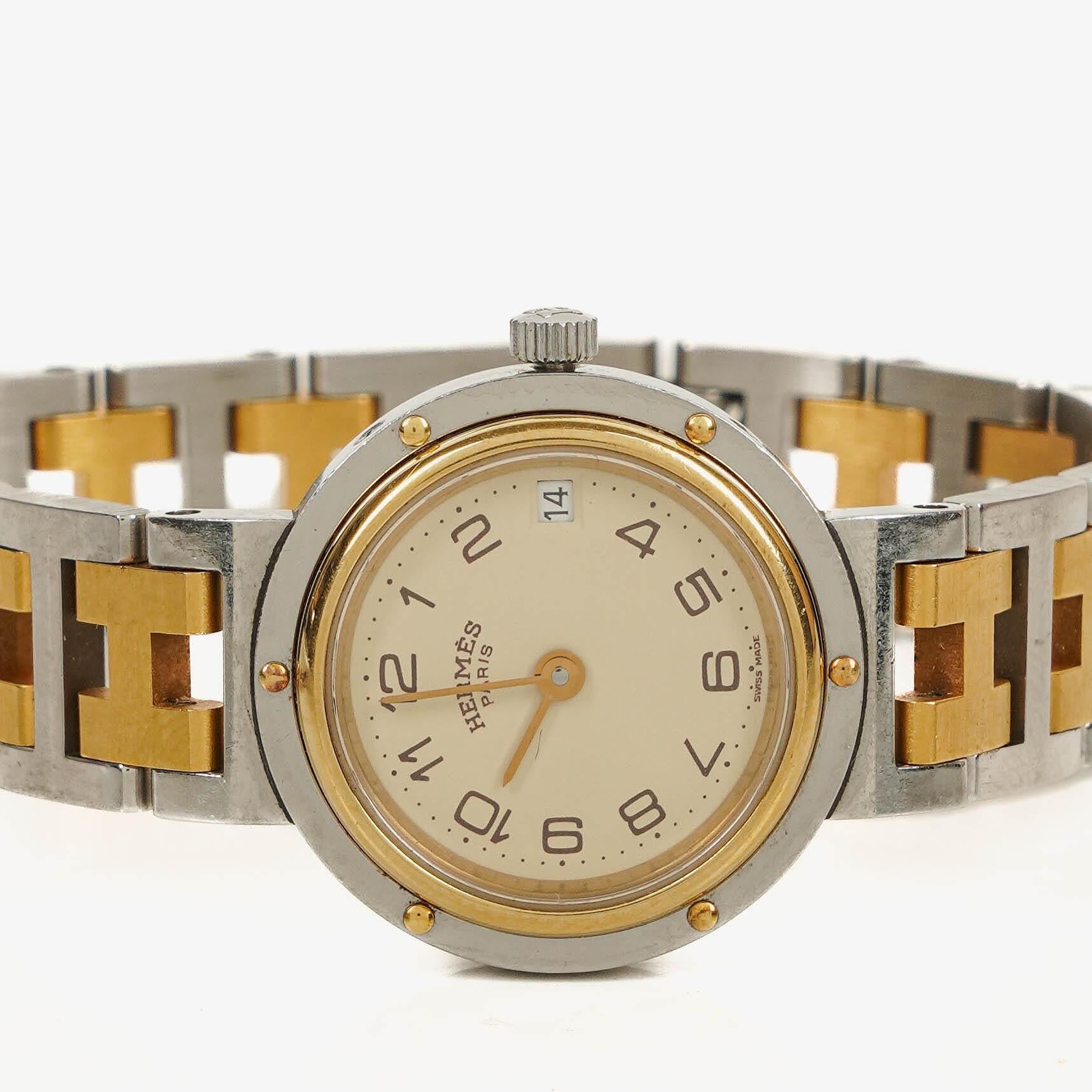 Hermès Clipper 24 mm Quarzuhr aus Edelstahl