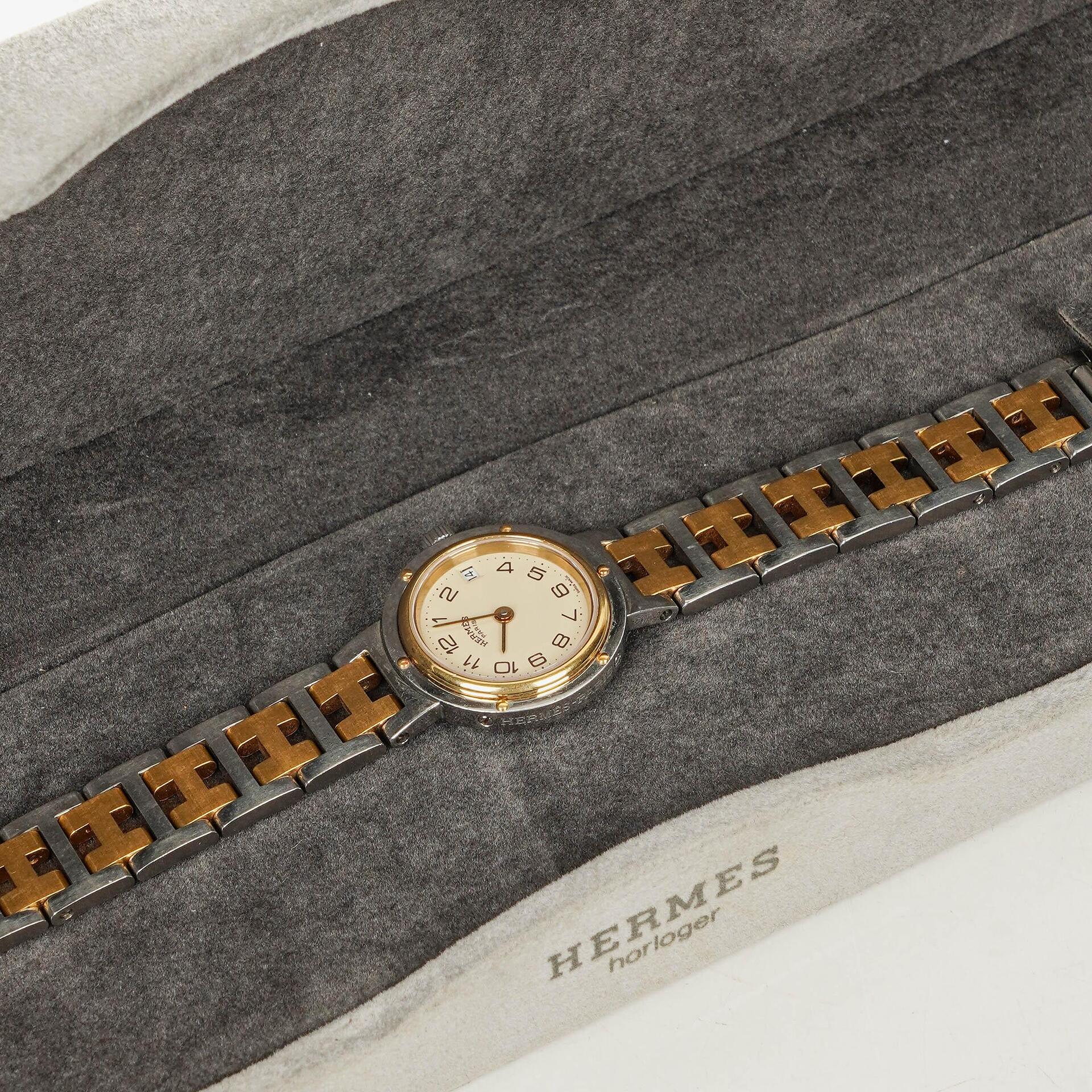 Hermès Clipper 24 mm Quarzuhr aus Edelstahl
