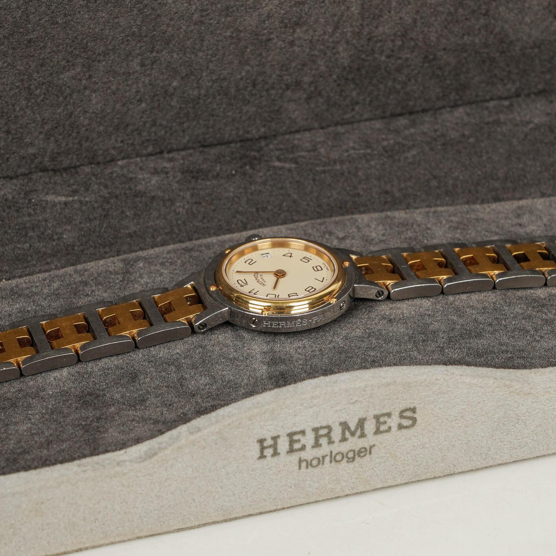 Hermès Clipper 24 mm Quarzuhr aus Edelstahl