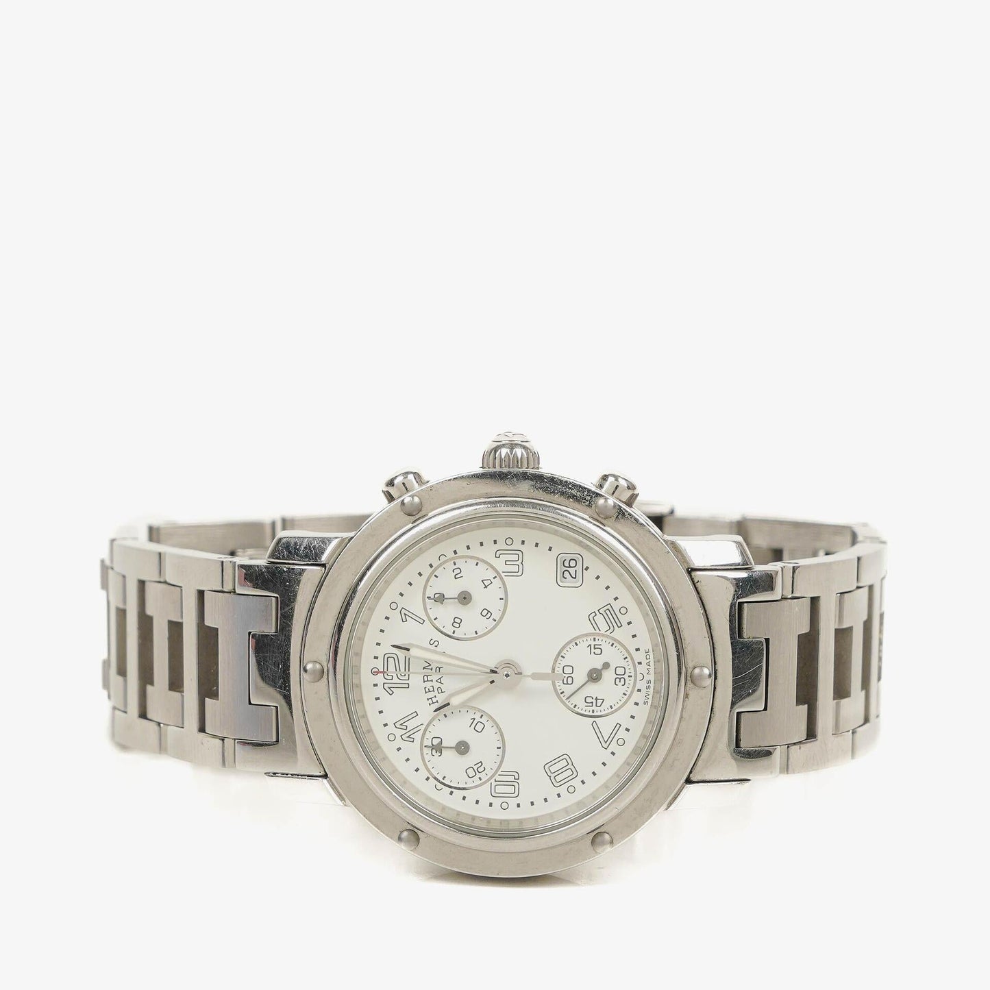Hermès Clipper Chronograph 31 mm Quarzuhr aus Edelstahl