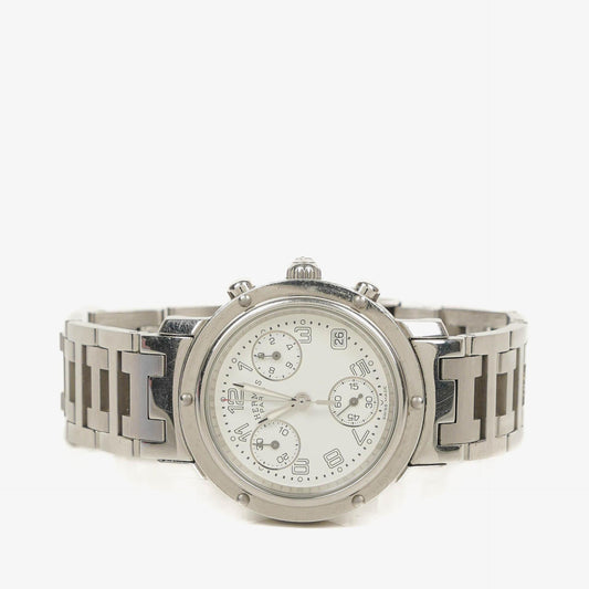 Hermès Clipper Chronograph 31 mm Quarzuhr aus Edelstahl