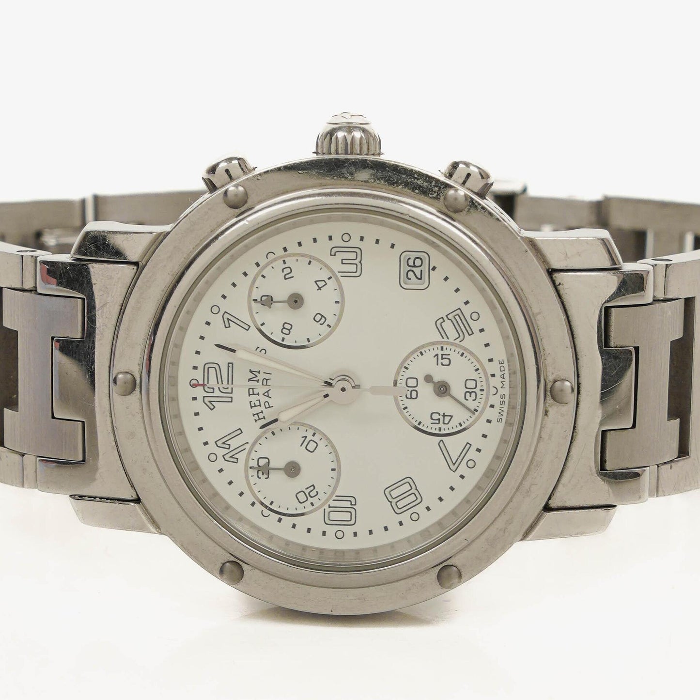 Hermès Clipper Chronograph 31 mm Quarzuhr aus Edelstahl