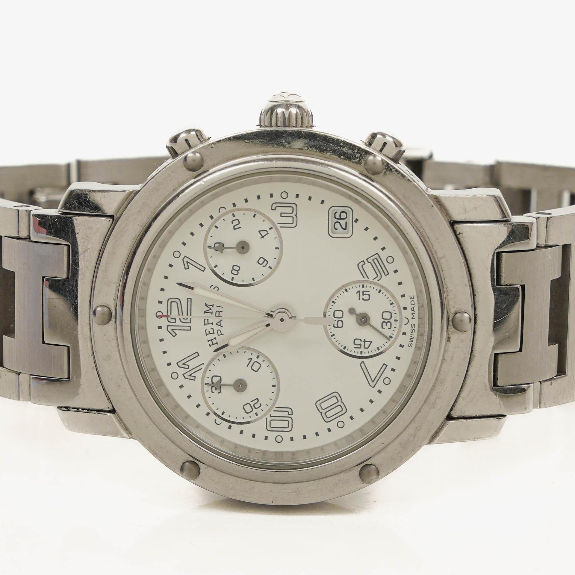 Hermès Clipper Chronograph 31 mm Quarzuhr aus Edelstahl