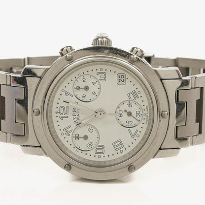 Hermès Clipper Chronograph 31 mm Quarzuhr aus Edelstahl