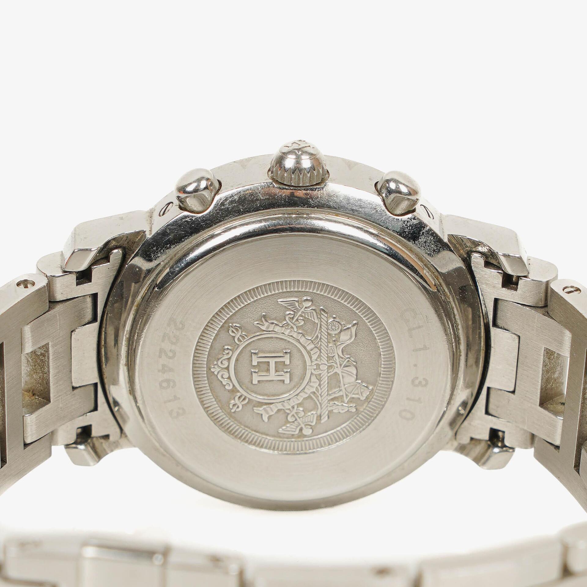 Hermès Clipper Chronograph 31 mm Quarzuhr aus Edelstahl