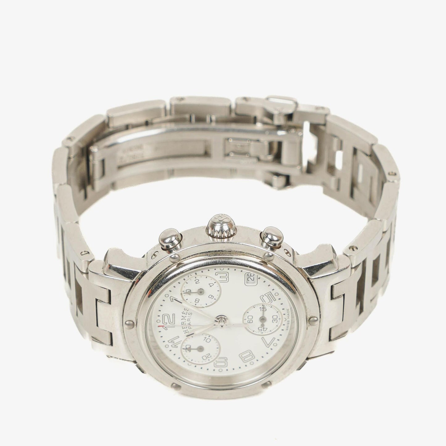 Hermès Clipper Chronograph 31 mm Quarzuhr aus Edelstahl
