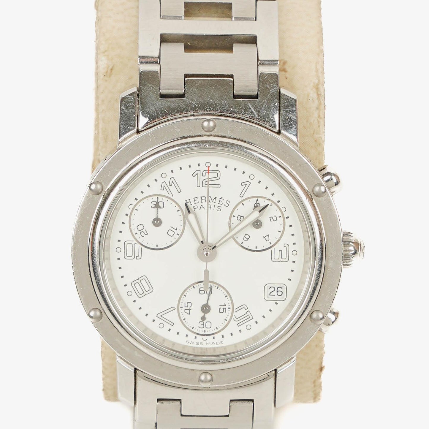 Hermès Clipper Chronograph 31 mm Quarzuhr aus Edelstahl