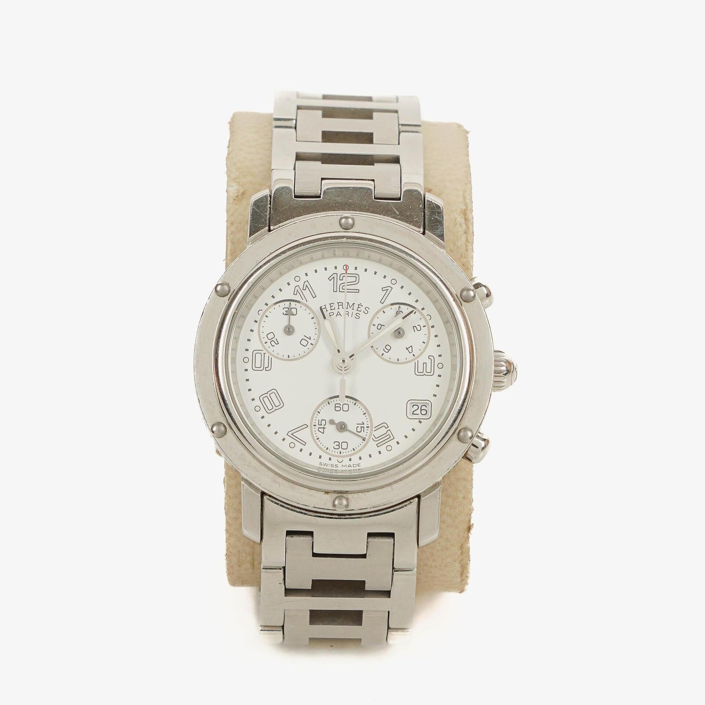 Hermès Clipper Chronograph 31 mm Quarzuhr aus Edelstahl