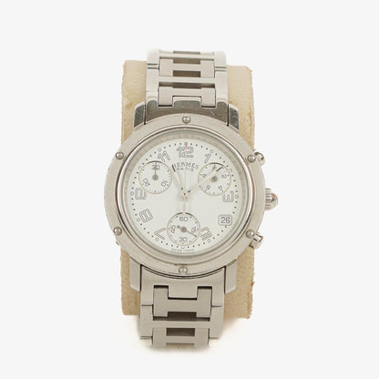Hermès Clipper Chronograph 31 mm Quarzuhr aus Edelstahl