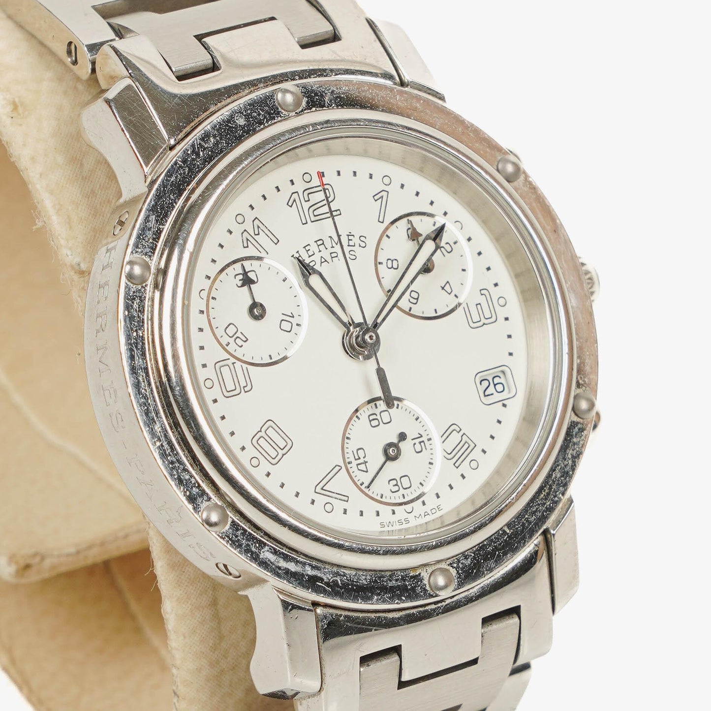 Hermès Clipper Chronograph 31 mm Quarzuhr aus Edelstahl