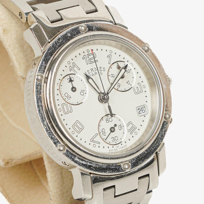 Hermès Clipper Chronograph 31 mm Quarzuhr aus Edelstahl