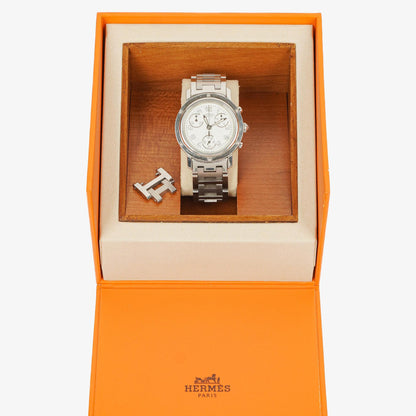 Hermès Clipper Chronograph 31 mm Quarzuhr aus Edelstahl