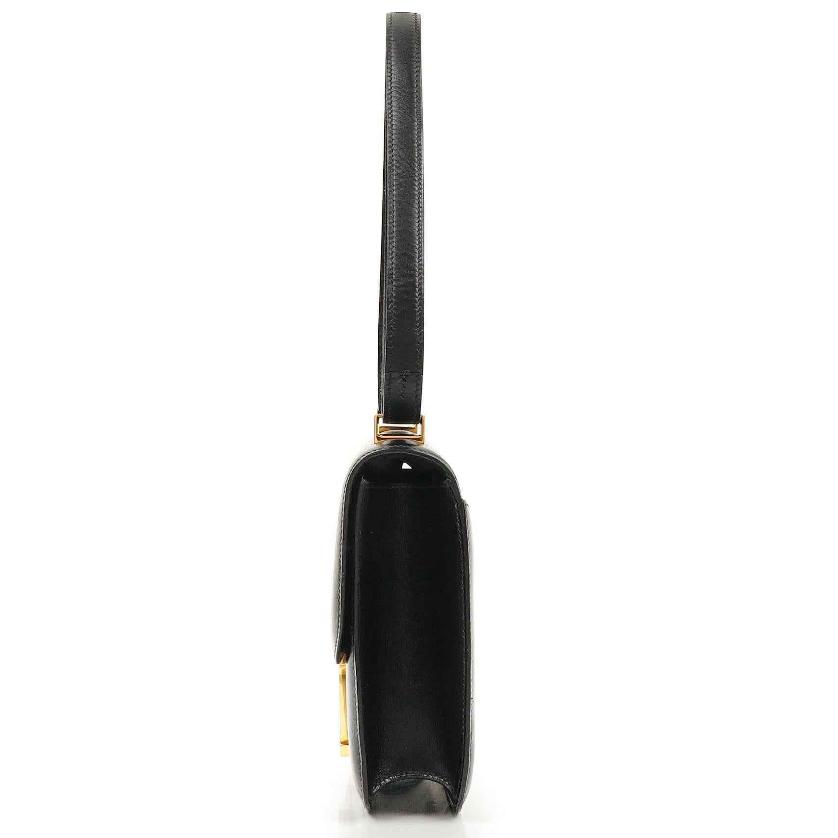 Hermès Constance 23 Vintage Schwarz Box Kalbsleder Mit Gold Hardware, 1979