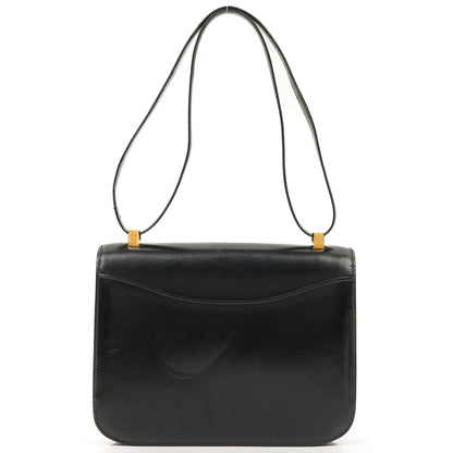 Hermès Constance 23 Vintage Schwarz Box Kalbsleder Mit Gold Hardware, 1979