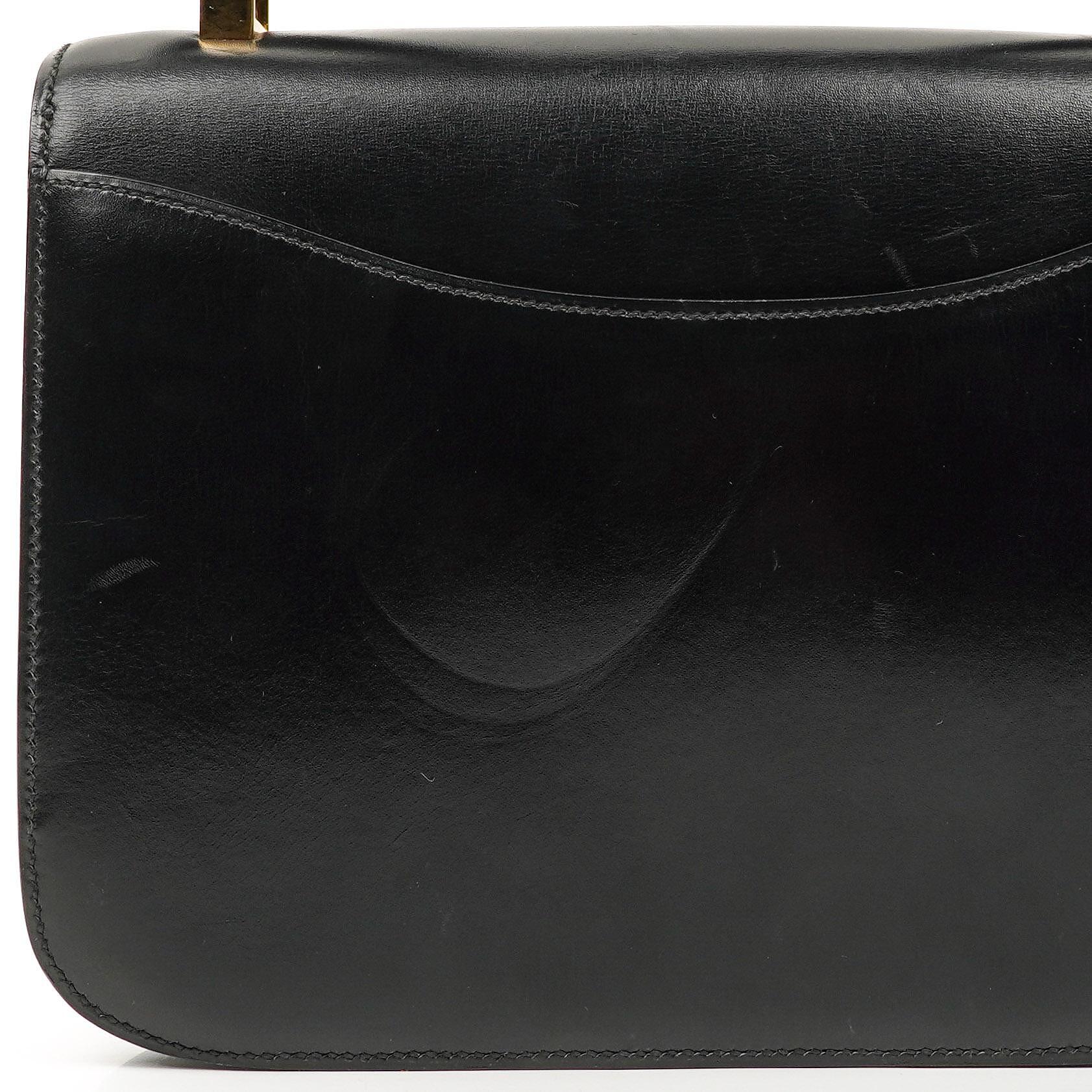 Hermès Constance 23 Vintage Schwarz Box Kalbsleder Mit Gold Hardware, 1979