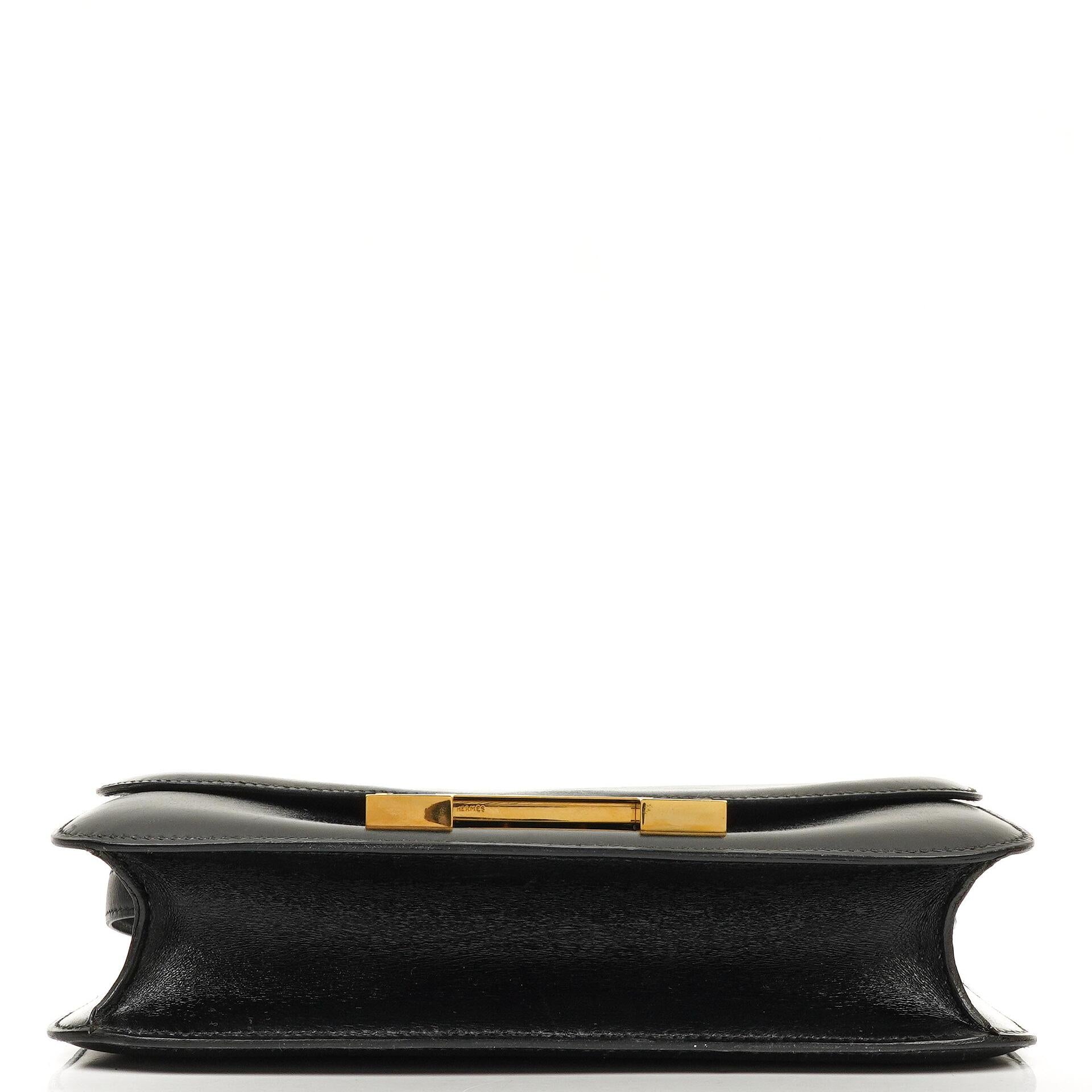 Hermès Constance 23 Vintage Schwarz Box Kalbsleder Mit Gold Hardware, 1979