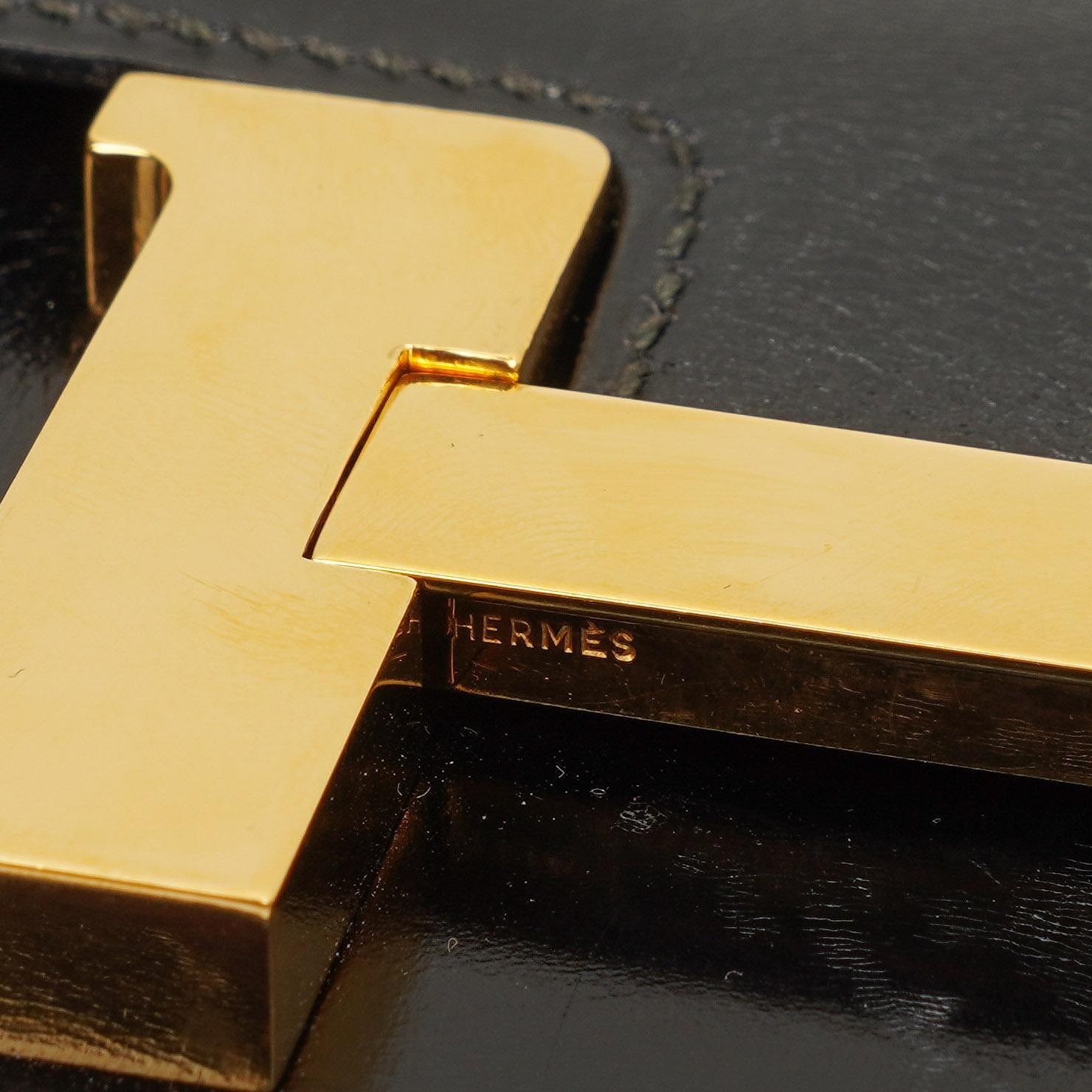 Hermès Constance 23 Vintage Schwarz Box Kalbsleder Mit Gold Hardware, 1979