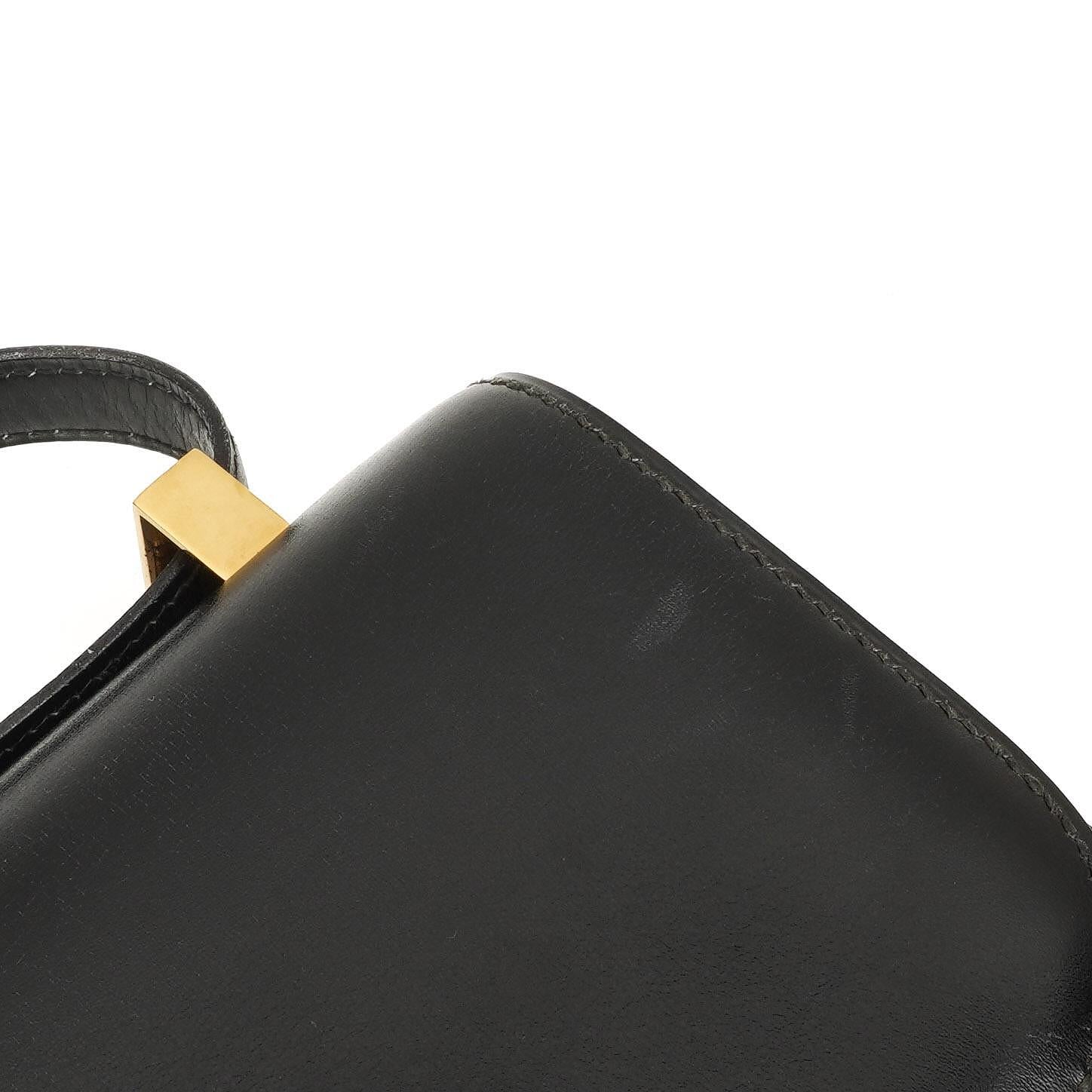 Hermès Constance 23 Vintage Schwarz Box Kalbsleder Mit Gold Hardware, 1979