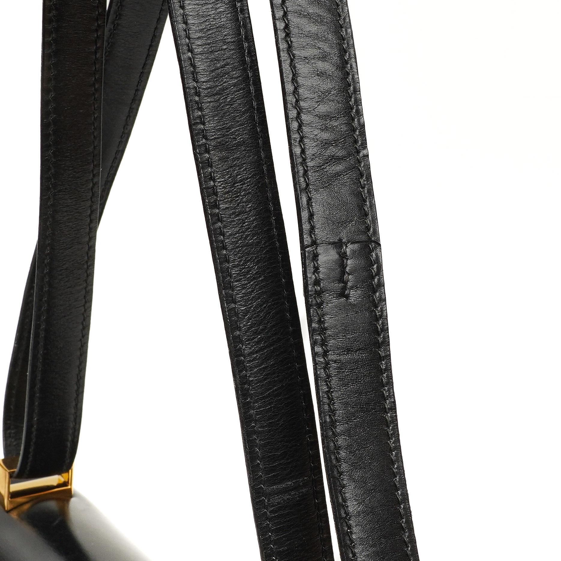 Hermès Constance 23 Vintage Schwarz Box Kalbsleder Mit Gold Hardware, 1979