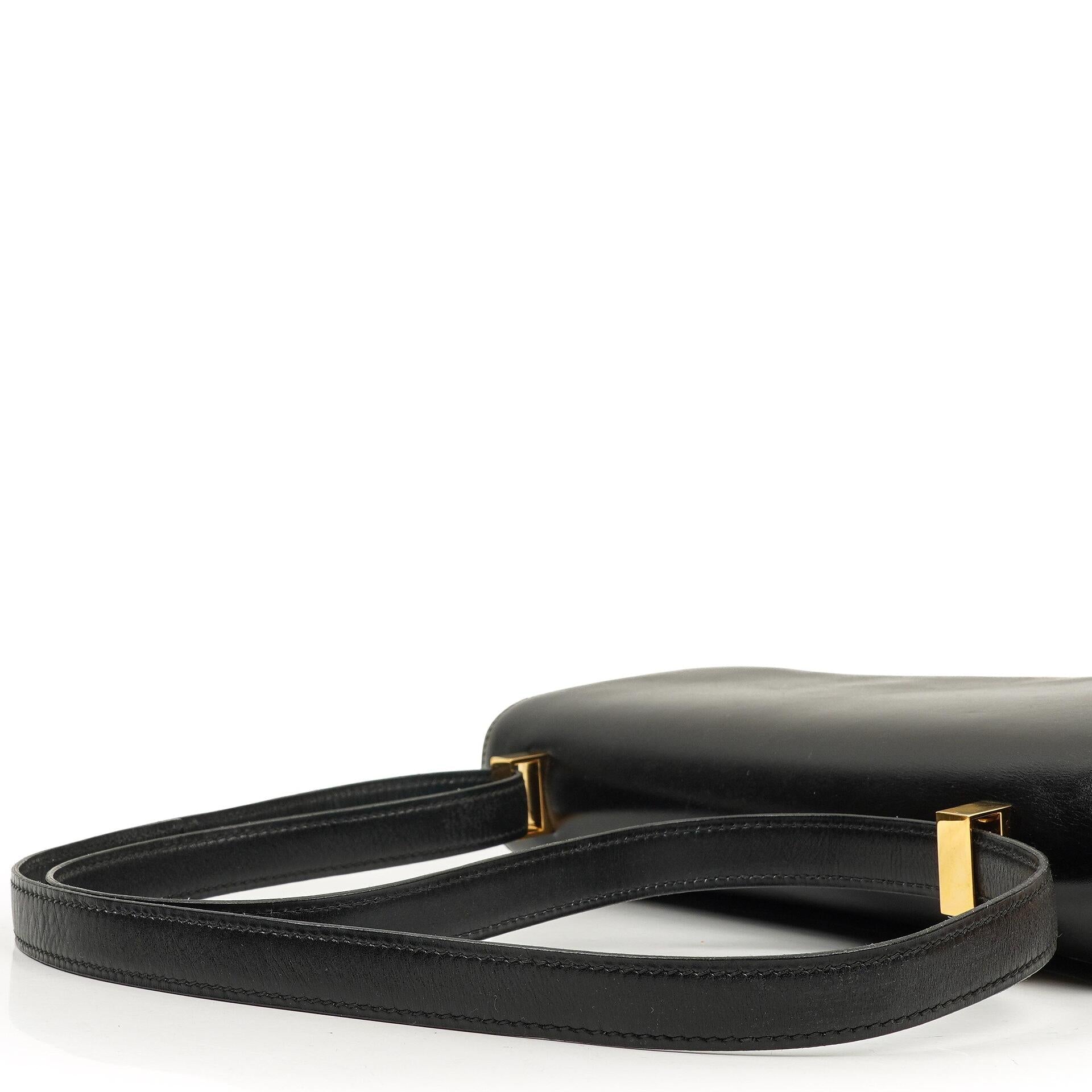 Hermès Constance 23 Vintage Schwarz Box Kalbsleder Mit Gold Hardware, 1979
