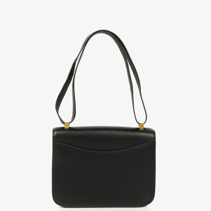 Hermès Constance 23 Vintage aus schwarzem Box-Kalbsleder mit goldfarbener Hardware, 1979