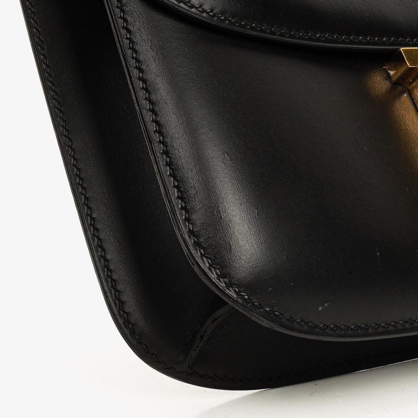 Hermès Constance 23 Vintage aus schwarzem Box-Kalbsleder mit goldfarbener Hardware, 1979
