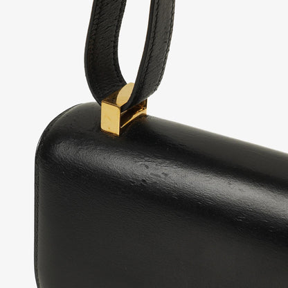 Hermès Constance 23 Vintage aus schwarzem Box-Kalbsleder mit goldfarbener Hardware, 1979