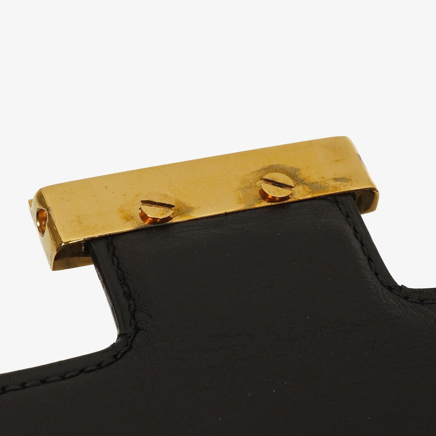 Hermès Constance 23 Vintage aus schwarzem Box-Kalbsleder mit goldfarbener Hardware, 1979