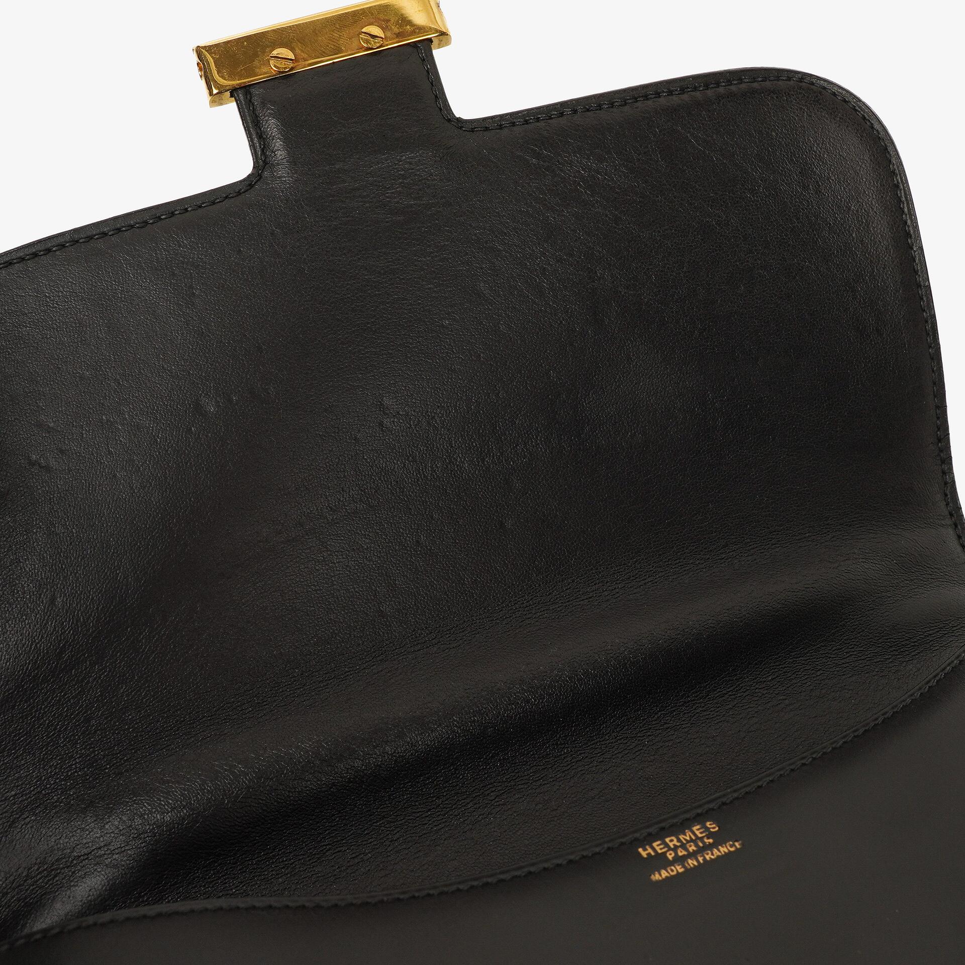 Hermès Constance 23 Vintage aus schwarzem Box-Kalbsleder mit goldfarbener Hardware, 1979