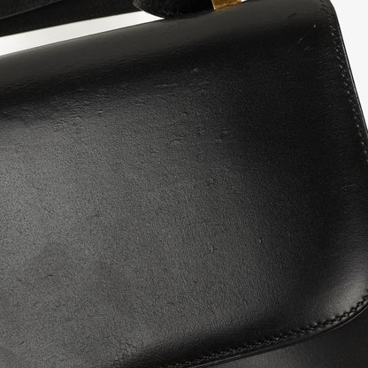 Hermès Constance 23 Vintage aus schwarzem Box-Kalbsleder mit goldfarbener Hardware, 1979